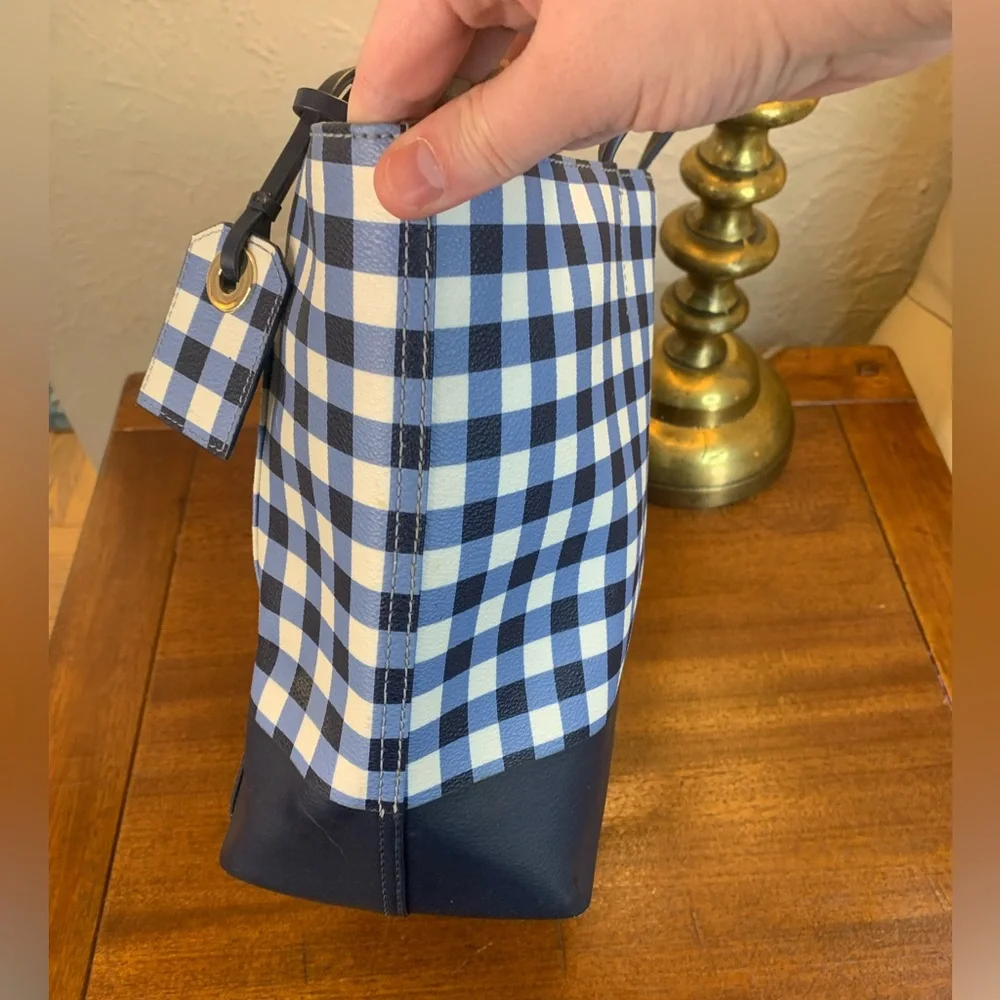kate spade Blue Gingham Leather Trim Tote